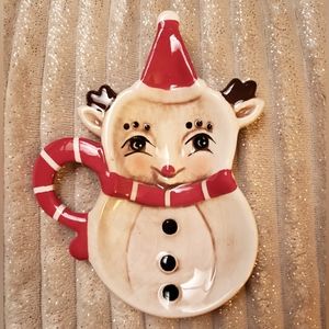 Johanna Parker Reindeer Ceramic Christmas Holiday Spoon Rest Trinket Dish NEW